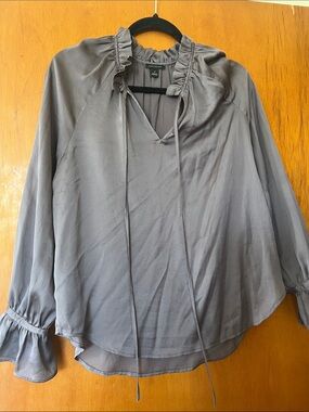 Ann Taylor Ruffle Tie-Neck Blouse